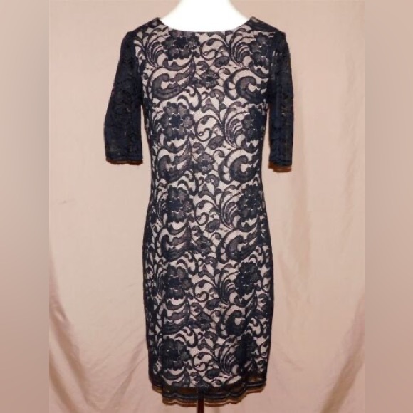 R&K Black Lace Dress with Nude underlay. Size 14. - Picture 8 of 8